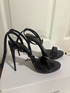 Aldo Black Patent Stiletto Strap Sandals
